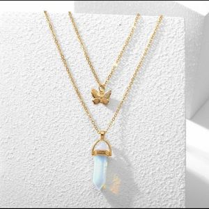 Butterfly Crystal Point Pendant Necklace
